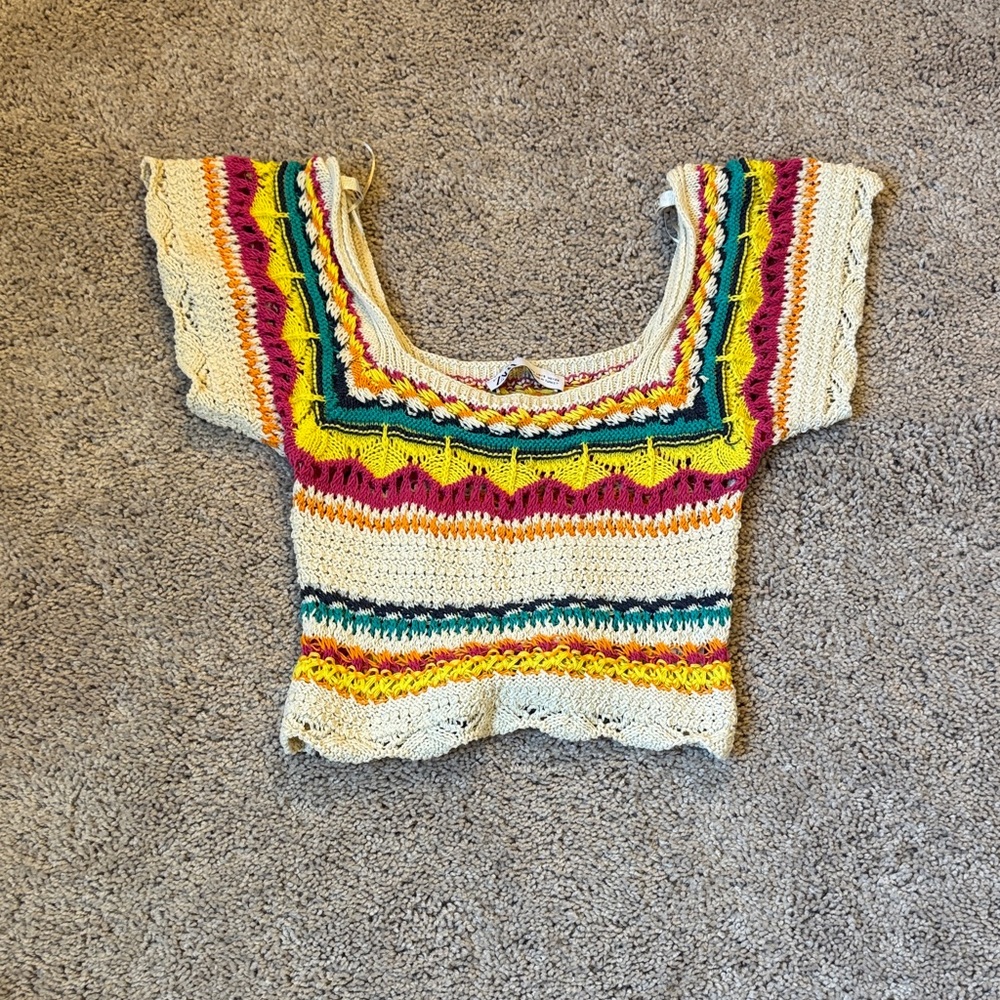 Zara Multicolor chochet knit Top